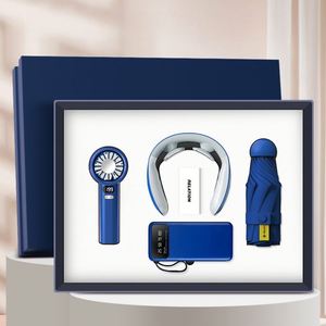 Premium Combo <b>Gift</b> <b>Set</b>: Handheld Fan Power Bank Umbrella & Neck Massager with Custom Logo for Business Corporate Giveaways - Product Image 2