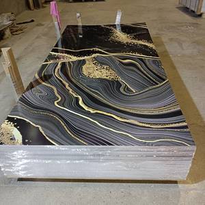 Feuille moderne de <span class=keywords><strong>mur</strong></span> de PVC enduit UV marbre imperméable pour décoration de plafond de murs de bureau projets de modèles 3D pour l'extérieur de chambre à coucher - Product Image 3