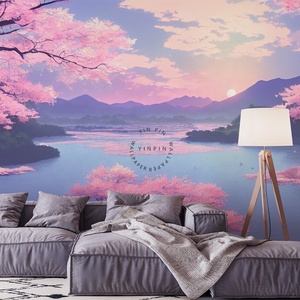 Papier peint autocollant avec paysage sous des cerisiers japonais <span class=keywords><strong>en</strong></span> fleurs - Product Image 2