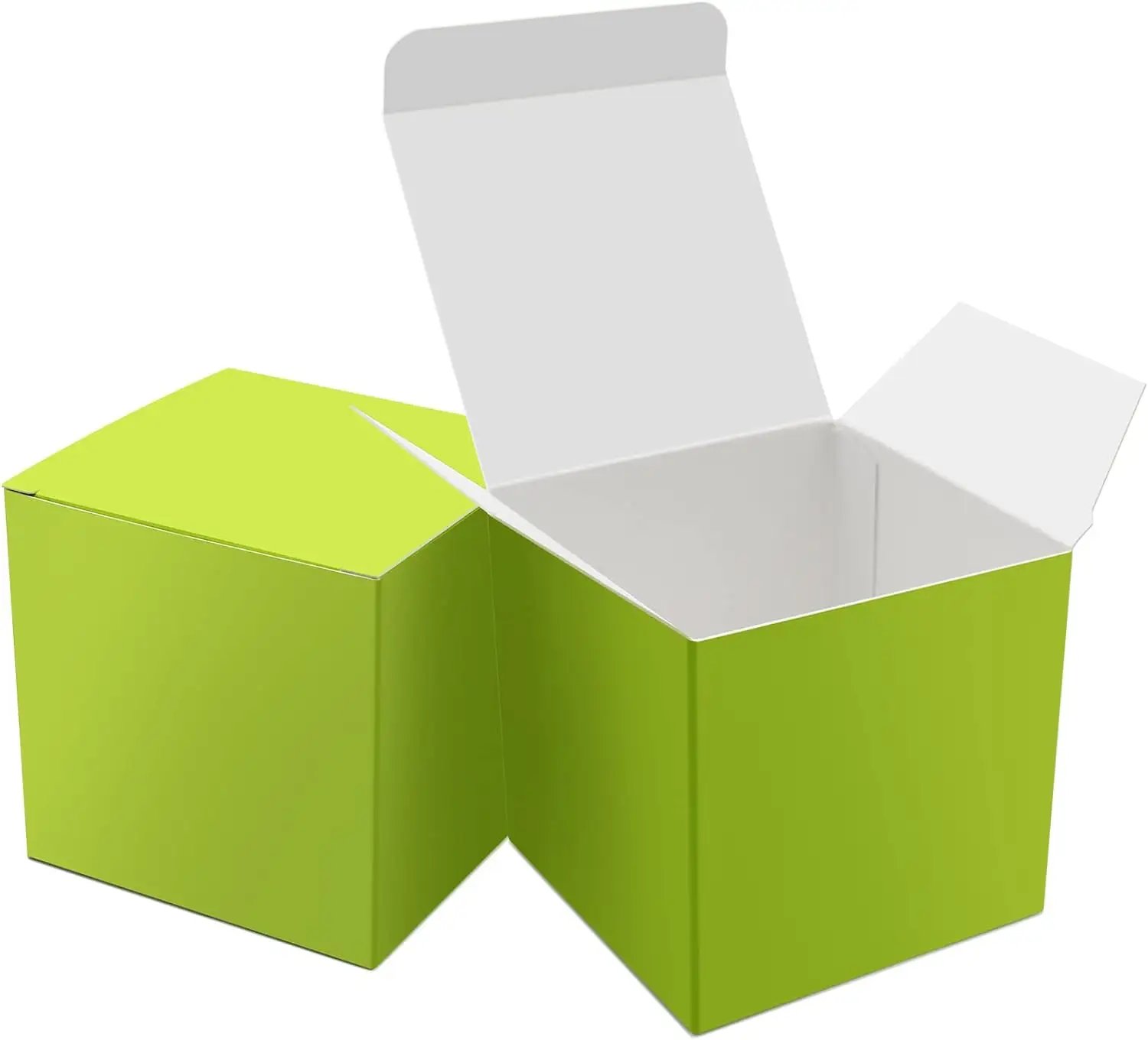 Cajas de dulces pequeñas de regalo de papel verde personalizado Caja de regalo de 3x3x3 pulgadas a granel con tapas Cajas de golosinas Goodie