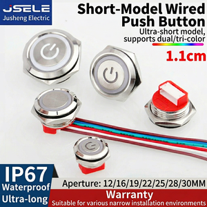 Botón Metálico <span class=keywords><strong>de</strong></span> 12/16/19/22mm, Interruptor <span class=keywords><strong>de</strong></span> Carrera Corta Impermeable con Anillo <span class=keywords><strong>de</strong></span> Luz LED RGB <span class=keywords><strong>de</strong></span> Tres Colores, Polo Negativo Común, IP65 - Product Image 1