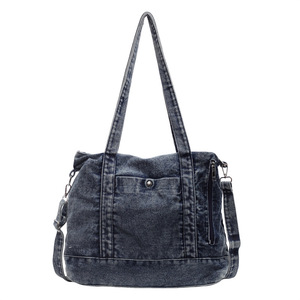 Sac à main bandoulière en jean grande capacité, élégant et durable, style vintage, avec poche, vente en gros - Product Image 6