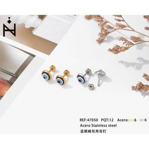 Orecchini a perno reversibili con occhio blu in acciaio inossidabile, gioielli piercing a doppio uso - Product Image 1