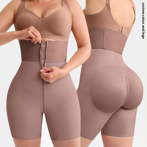 Hexin Cremallera Cintura alta Cintura elástica ancha Control de barriga para mujer Body Shaper Colombianas Butt Lifter BBL Shorts - Product Image 1