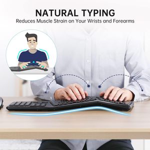 Teclado inalámbrico ergonómico Diseño curvo para escritura natural 2,4G Teclado Ergo dividido de tamaño completo con reposamuñecas - Product Image 4