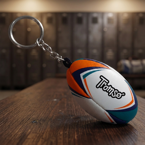 Wholesale Metal Rugby Keychain Soft PVC <b>Keyring</b> Custom Logo Manufacturer Supplier Sports Key Chain <b>Mini</b> Rugby Ball Souvenir Gift - Product Image 1