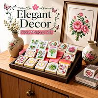 Ensemble de tuiles de mahjong américaines roses luxueuses pour filles, 160 pièces en acrylique, gravées avec un motif de jardin de roses, avec tapis en cadeau
