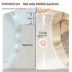 Ouruofeng Ropa Interior Femenina de Punto Ultrafina y Suave con Encaje, Diseño de Letras, para Verano, Corte Largo, Antibacteriana, de Tiro Medio, Sin Costuras - Product Image 5