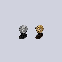 Anting-anting zircon bunga empat kelopak berongga vintage, emas perak dua warna, retro, mewah ringan, unisex, tembaga, grosir