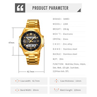 Reloj Digital SKMEI 2284 de Lujo para Hombre, Clásico y Moderno, Resistente al Agua 3ATM, Luminoso, con Alarma, Cronógrafo y Correa de Acero Inoxidable