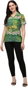 Großhandel Floral Casual Loose Plus Size Strand Hawaii hemd Lustige Kurzarm <span class=keywords><strong>Cute</strong></span> Hawaiian Shirt für Frauen - Product Image 5
