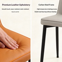 Chaise de salle à manger moderne minimaliste en cuir rembourrée avec dossier pour la maison et l'hôtel, meubles de salon
