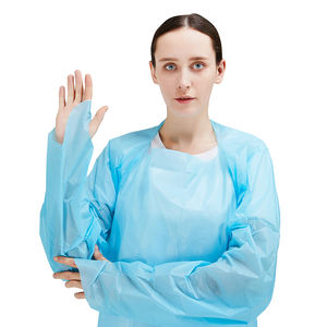 Robe d'isolement médicale <span class=keywords><strong>CPE</strong></span>, jetable, imperméable, style tablier, robe en PE bon marché, EPI hospitalier, vêtements de protection, fournisseur d'usine - Product Image 6