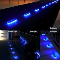 Lampes solaires LED bleues étanches IP68 pour terrasse, angle de faisceau 360°, haute luminosité, contrôle sans fil par bouton pour patio, jardin, quai