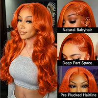 Perruques Lace Front Colorées en Cheveux Humains Vierges Brésiliens à Cuticules Alignées, Ondulées, Pré-Pluckées avec Baby Hair, Vente en Gros