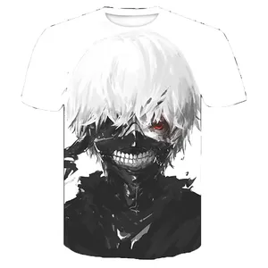 Camiseta con estampado 3D de Tokyo Ghoul para hombre, camiseta informal para correr, ropa de Anime japonesa, camiseta de Cosplay, Camiseta de algodón estampada