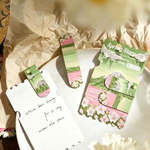 2 Marcadores de Libros Magnéticos Plegables Vintage y Kit de Papelería con Postales Impresas de Montaña Floral, Regalo Decorativo Artístico para Lectores y Estudiantes - Product Image 4