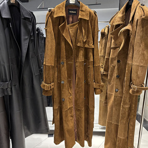 Primavera 2025 Vendite di Successo <span class=keywords><strong>Trench</strong></span> Doppio Petto da Donna in <span class=keywords><strong>Pelle</strong></span> Scamosciata Giacca in Vera <span class=keywords><strong>Pelle</strong></span> Cappotto Lungo da Donna - Product Image 1