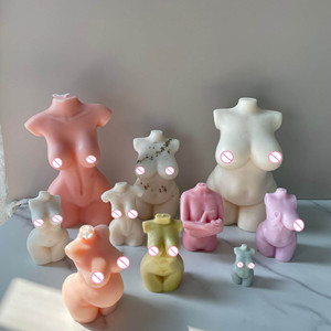 J11 Custom Handmade DIY Plaster 3D Unique Pregnant Plump Curvy Lady Human Body Silicone Mold Male Female Torso Shape Candle Mold