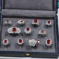 Bague pour femme Seiko personnalisée, série High Bead, en argent 925, avec rubis de grand carat et pierres précieuses, combinaison de pierres massives