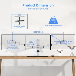 Giá đỡ màn hình ba màn hình đa năng MD6463W 13-27 inch, 10kg, tiết kiệm chi phí, gắn bàn, giá đỡ máy tính, chuẩn VESA - Product Image 3