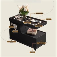 Table d'appoint moderne convertible et mobile avec chargeur sans fil et haut-parleur Bluetooth pour salon et chambre