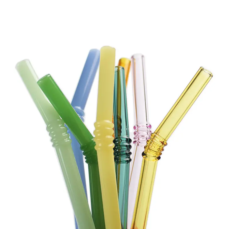 Sustainable Eco Friendly Products Drinking Straws High Quality Colored Borosilicate Glass for Bar Home 1 Piece Opp Bag Straw 3