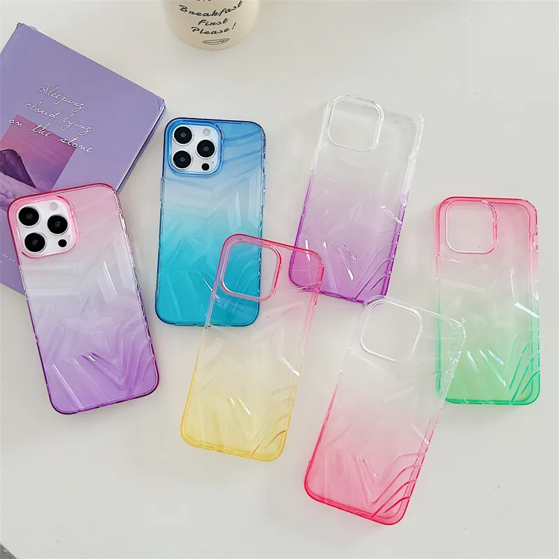 Coque en TPU souple pour iPhone 15 Coque transparente étoile dégradée pour iPhone 15 14 13 12 11 Pro Max Housse antichoc