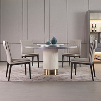 Italienischer Stil Esstisch Designer leichte Luxus High-End-Esstisch Stuhl Kombination kleiner Haushalt mit Plattenspieler rund ta