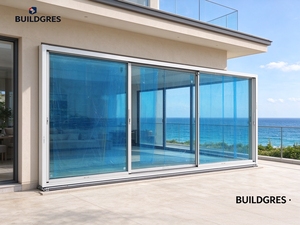 <span class=keywords><strong>Puerta</strong></span> Interior Moderna de Aluminio Apilable y <span class=keywords><strong>Corredera</strong></span> con Doble Acristalamiento, Submarco de Madera, Marco Delgado y Panel Grande para Toda la Casa en Australia - Product Image 4