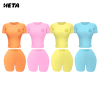 Nouvelle Collection 2026 : Ensemble Décontracté Deux Pièces en Maille pour Femme – T-shirt et Short de Jogging en Tissu Extensible Respirant – Marque Privée OEM