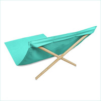 Chaise de plage avec logo personnalisé, design monobloc, support en bois massif, toile vintage, tissu durable anti-sable, chaise longue portable