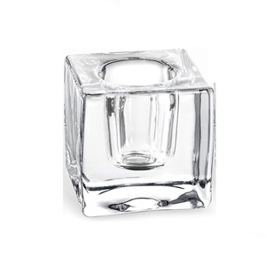 Crystal <b>Glass</b> Candlestick Transparent square Ice Cube <b>Candle</b> <b>Holder</b> Ornament - Product Image 5