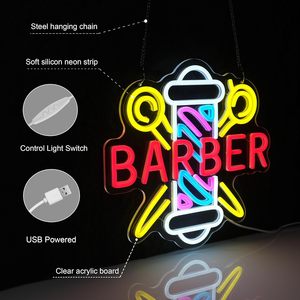 Barber neon light LED indoor hanging ambient light hair salon shop <b>sign</b> decorative light street indicator light luminous <b>sign</b> - Product Image 2