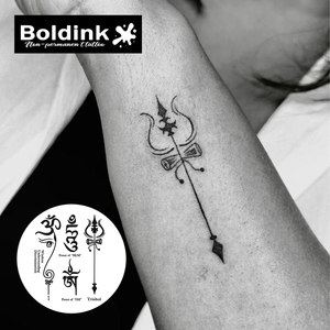 Tatuaje Temporal de Tinta Jagua con Símbolo <span class=keywords><strong>OM</strong></span> Trishul Realista Personalizado de Boldink, Resistente al Agua y de Larga Duración (2 Semanas) - Product Image 2