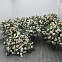 Bouquet de fleurs artificielles en soie pour mariage, centre de table, rose blanche, bleu violet, 45 cm, en promotion