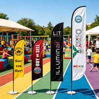 Drapeau publicitaire extérieur résistant aux intempéries, impression personnalisée, bannière publicitaire en forme de larme pour roadshow avec base