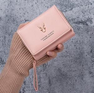 New Women's Fashion Wallet PU Leather Short Zipper & Hasp Waterproof Coin <b>Purse</b> Triple Fold Buckle Card Bag Polyester Daily Use - Product Image 2