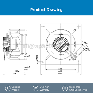 พัดลมระบายความร้อนแบบแรงเหวี่ยง อินเวอร์เตอร์ แบรนด์ ebmpapst รุ่น K3G280-RR03-H2 ขนาด 400*400*224 มม. แรงดันไฟฟ้า 230 โวลต์ กระแสไฟฟ้า 500 วัตต์ ความเร็วรอบ 2700 รอบต่อนาที กระแสไฟ 2.2 แอมป์ แบบลูกปืน - Product Image 4