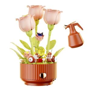 Electric Building <b>Block</b> Flower E01 Automatic Rose Toy With Light Sound Built In Battery For Presents - Product Image 1