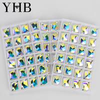 YHB cristal de verre cosmique de haute qualité AB pierres à coudre au clair de lune Flatback coudre sur strass pour vêtement vêtements coudre sur pierre