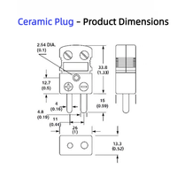 Connecteur de thermocouple de type K personnalisé, thermocouple céramique haute température, broche plate ronde, pour l'approvisionnement des usines de carbone