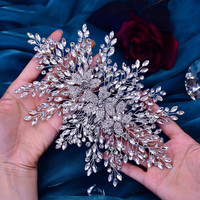 Applique 3D en strass et cristal de haute qualité, motif floral et feuille colorée brillante, pour robe de soirée, de bal ou de mariée