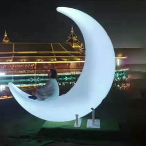 Sedia a Dondolo Illuminata a LED a Forma di Mezzaluna, Impermeabile, Arredo da <span class=keywords><strong>Esterno</strong></span> per Bambini e <span class=keywords><strong>Adulti</strong></span>, <span class=keywords><strong>Altalena</strong></span> Luminosa in Plastica per Patio - Product Image 2