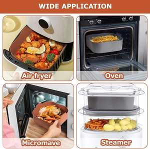 LA Silicone Air Fryer Liner Reusable <b>Non</b> <b>Stick</b> Square Silicone Airfryer Basket Liners Heat Resistant Air Fryer Accessories - Product Image 3