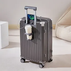 Vali bagaj çantası travelvalise de voyage durumda bavul seyahat bagaj seti açık havada USB şarj portu ile