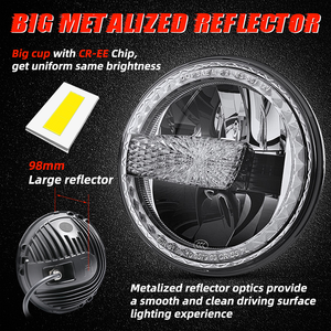 Phares LED ronds de 7 pouces 45W pour moto, faisceau haut/bas, avec anneaux lumineux Halo, pour Jeep Wrangler, SUV tout-terrain et voitures - Product Image 6