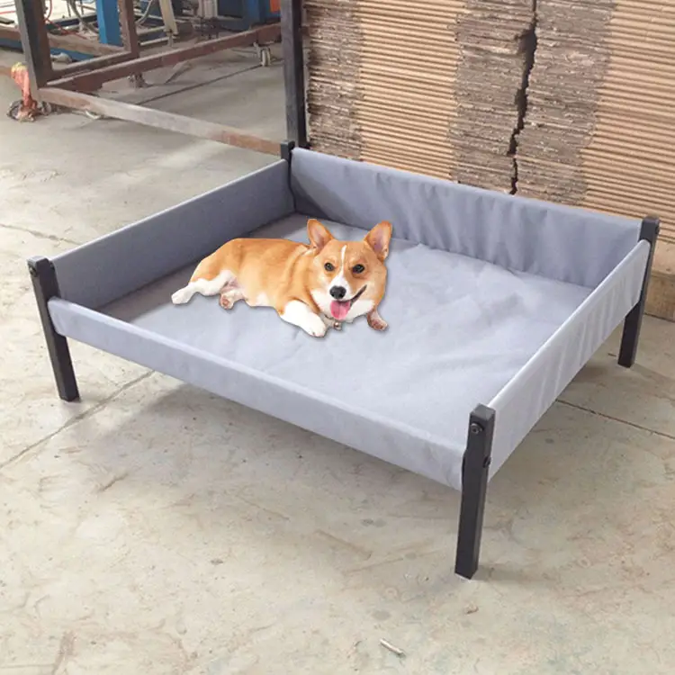 中国高級デザイン卸売通気性犬用ベッド耐久性のある金属フレーム犬用ベッド大型屋外上げ犬用ベッド