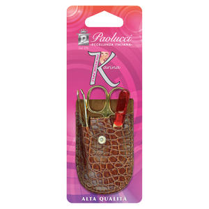 SET MANICURE IN VALIGETTA CON LIMA/PINZETTE E FORBICI DORATE - LINEA KARINA - Product Image 1