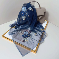 Nouvelle Collection Printemps – Foulard Châle Musulman en Polyester, Style National Sophistiqué, Broderie Florale, Léger et Tendance, Écharpe en Dentelle Polyvalente